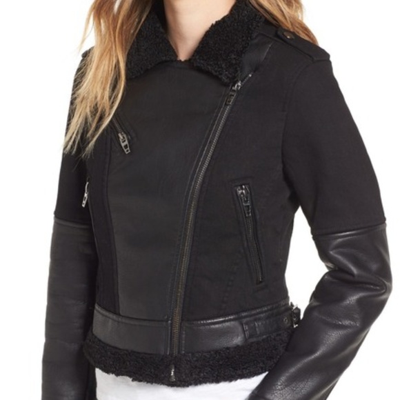 🧡 BLANKNYC Faux Leather Jacket with Faux Shearling Black - Picture 4 of 4